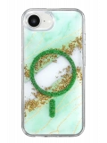 Onegif Apple iPhone 17E Lotus Simli Magsafe Kapak - Yeşil
