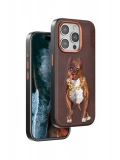 Venco Apple iPhone 15 Pro Perma Desenli Kapak - Kahverengi