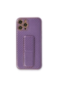 Newface Apple iPhone 12 Pro Max Kılıf Coco Karbon Standlı Kapak