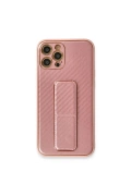 Newface Apple iPhone 12 Pro Max Kılıf Coco Karbon Standlı Kapak