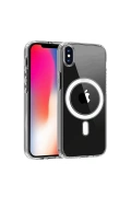 Newface Apple iPhone X Kılıf Magneticsafe Şeffaf Silikon - Şeffaf