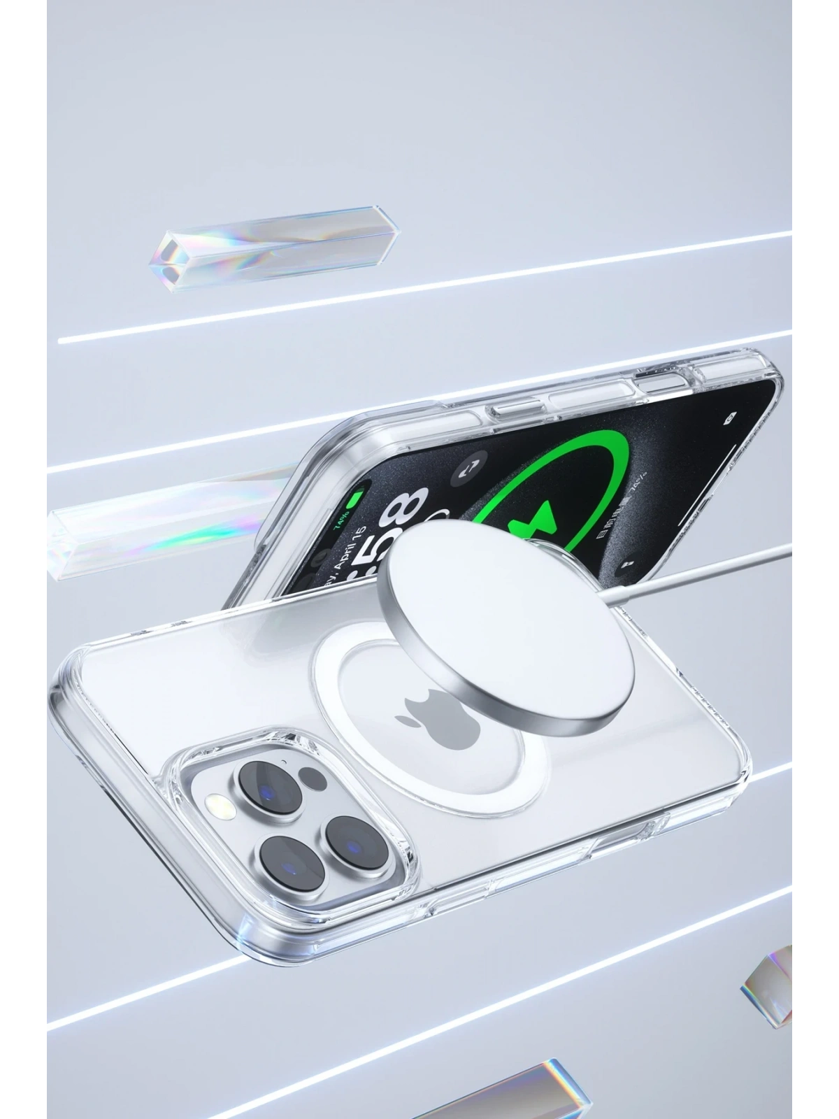 Joko Apple iPhone 15 Pro Max Gleam PC Sert Magsafe Kılıf - Şeffaf