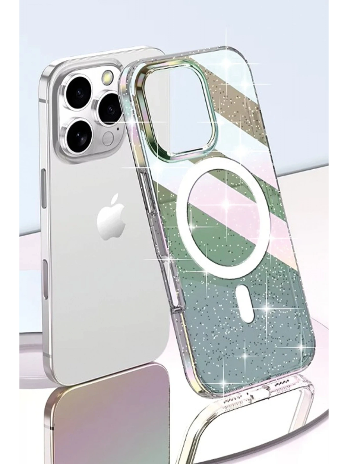 Joko Apple iPhone 15 Pro Rasasi Simli Magsafe Kapak - Şeffaf