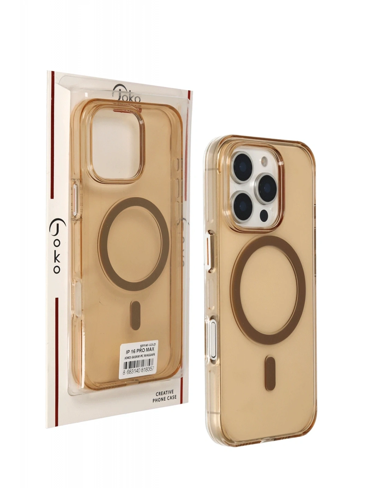Joko Apple iPhone 16 Pro Max Gleam PC Sert Magsafe Kılıf - Şeffaf-Gold