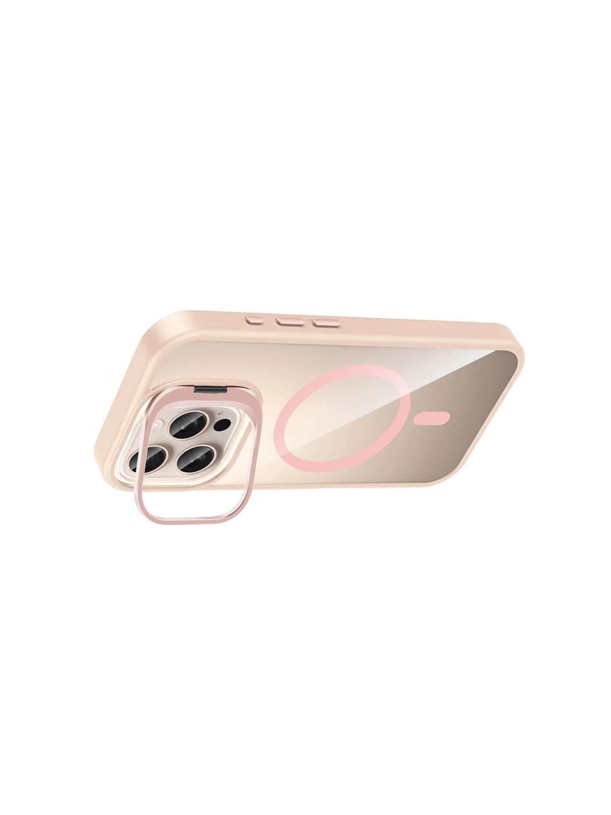 Joko Apple iPhone 16 Pro Max Remim Lensli Magsafe Standlı Kapak - Pembe