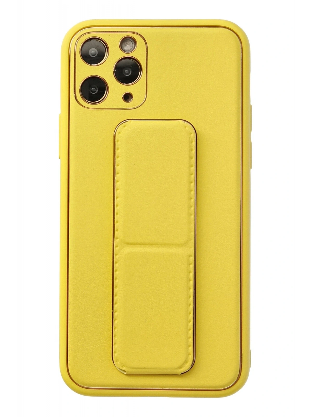 Newface Apple iPhone 11 Pro Kılıf Coco Deri Standlı Kapak - Sarı