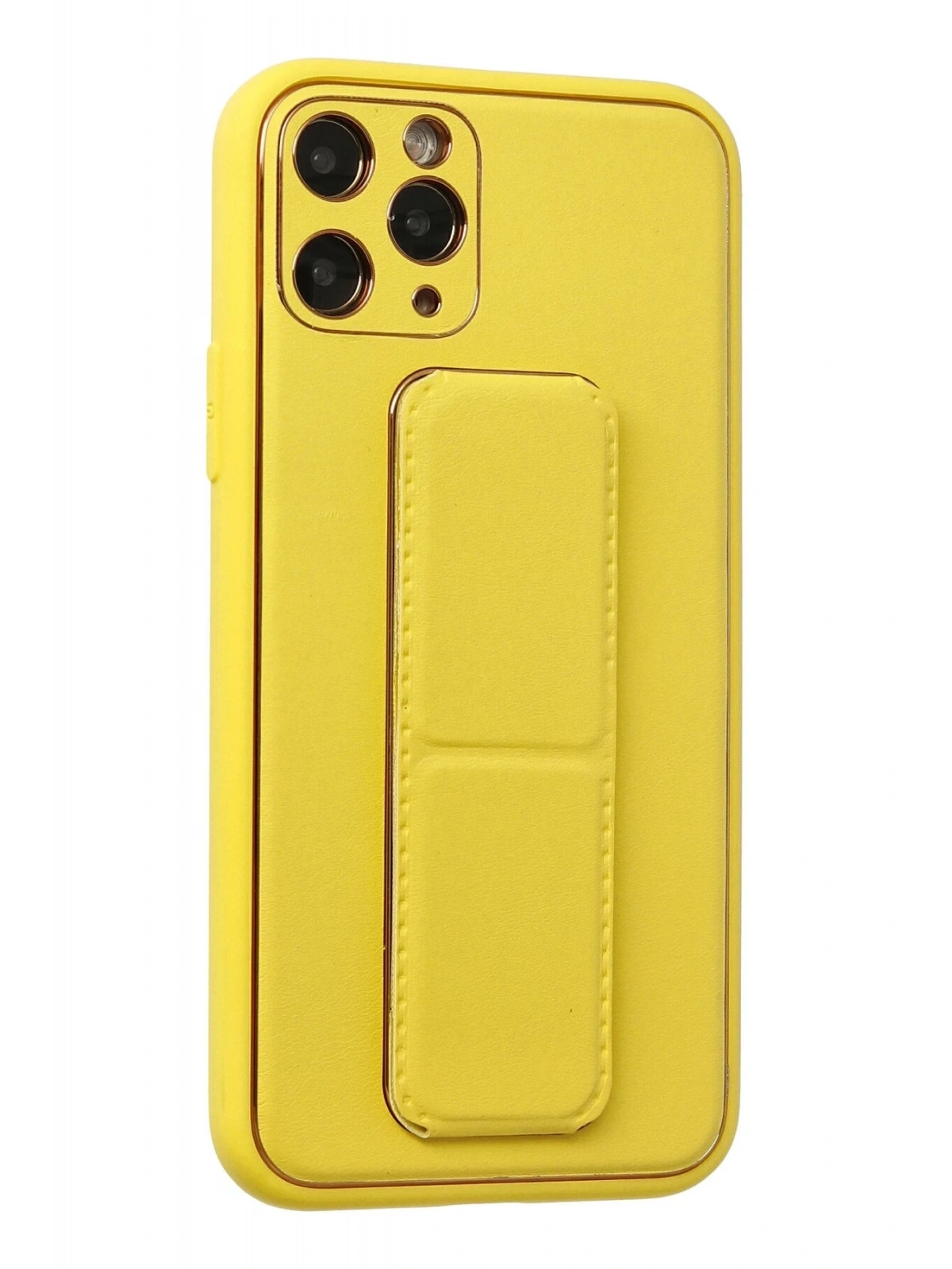 Newface Apple iPhone 11 Pro Kılıf Coco Deri Standlı Kapak - Sarı