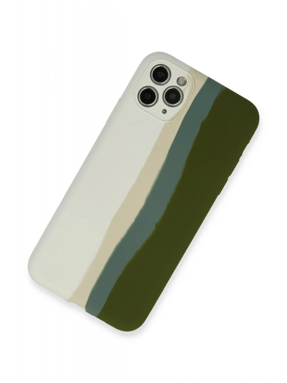 Newface Apple iPhone 11 Pro Kılıf Ebruli Lansman Silikon - Beyaz-Yeşil