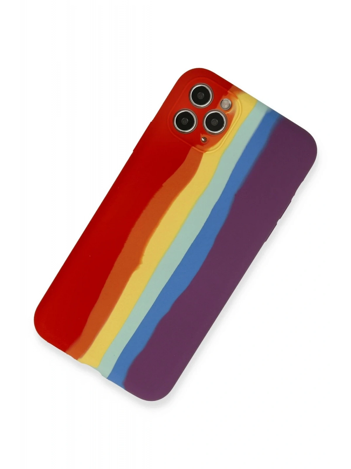 Newface Apple iPhone 11 Pro Kılıf Ebruli Lansman Silikon - Kırmızı-Mor