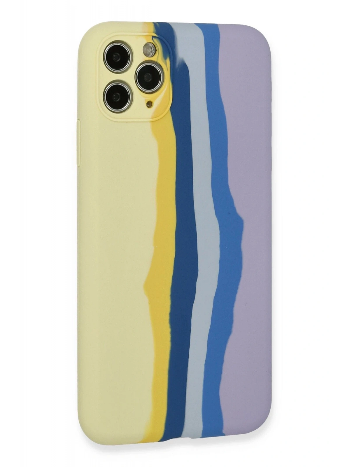 Newface Apple iPhone 11 Pro Kılıf Ebruli Lansman Silikon - Sarı-Lila