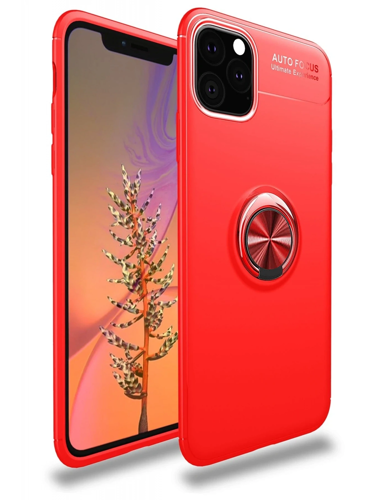 Newface Apple iPhone 11 Pro Kılıf Range Yüzüklü Silikon - Kırmızı