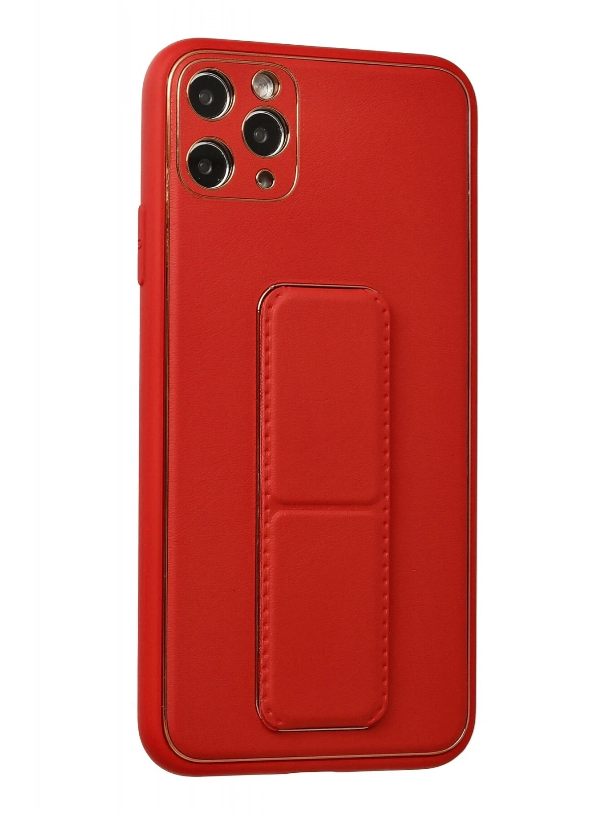 Newface Apple iPhone 11 Pro Max Kılıf Coco Deri Standlı Kapak - Kırmızı