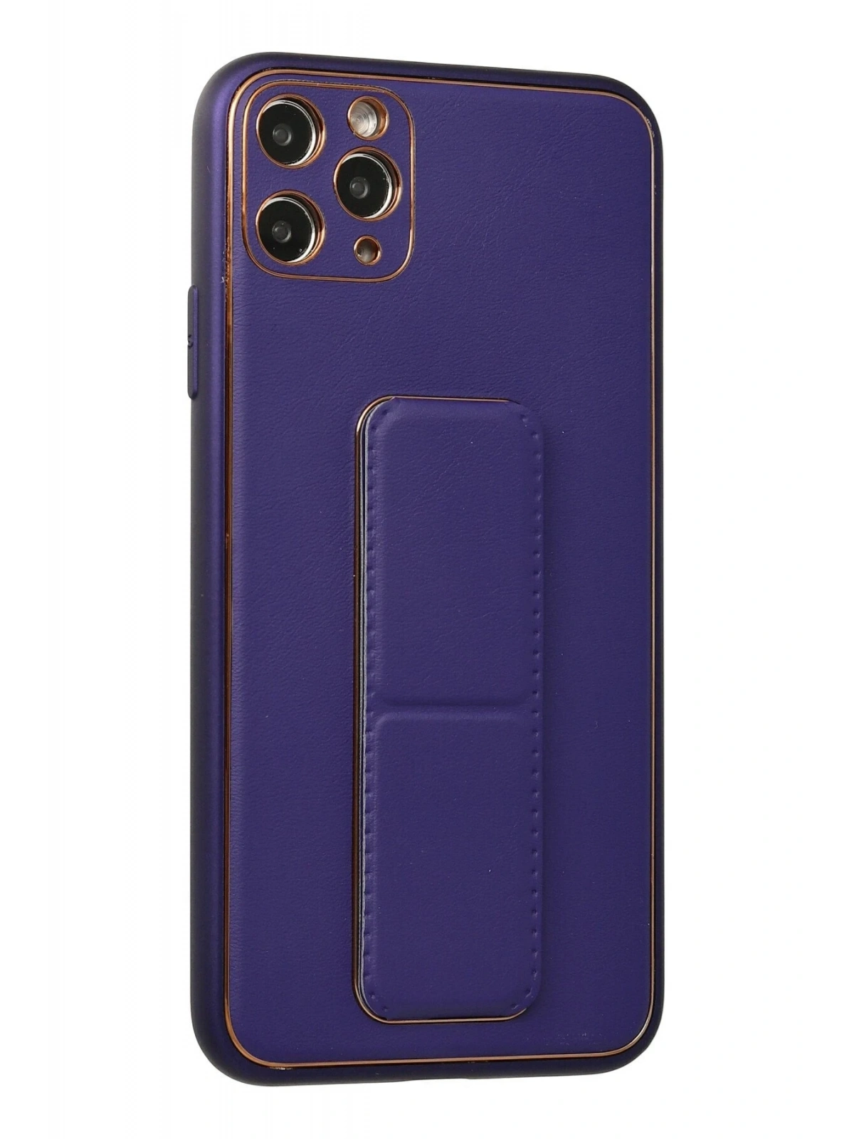 Newface Apple iPhone 11 Pro Max Kılıf Coco Deri Standlı Kapak - Mor