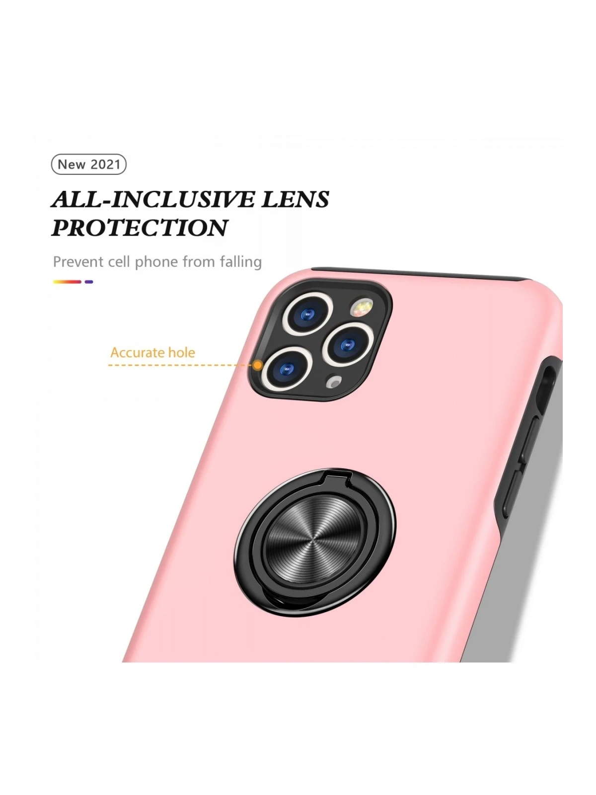 Newface Apple iPhone 11 Pro Max Kılıf Elit Yüzüklü Kapak - Pembe