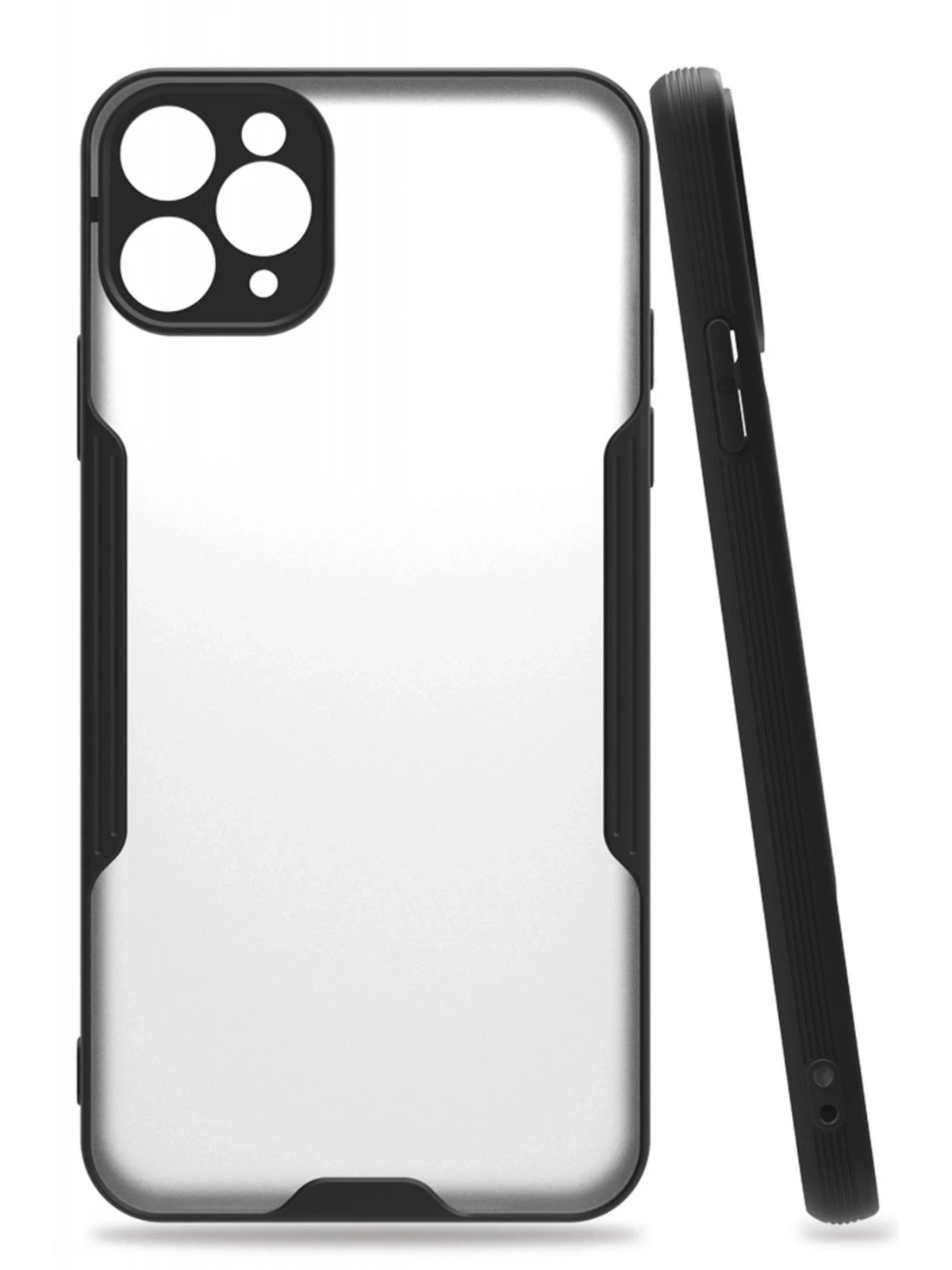 Newface Apple iPhone 11 Pro Max Kılıf Platin Silikon - Siyah