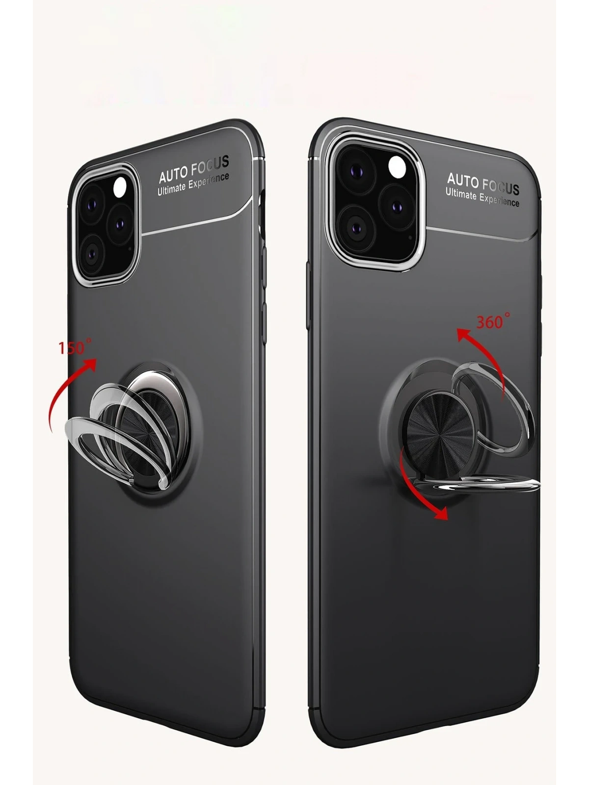 Newface Apple iPhone 11 Pro Max Kılıf Range Yüzüklü Silikon - Siyah
