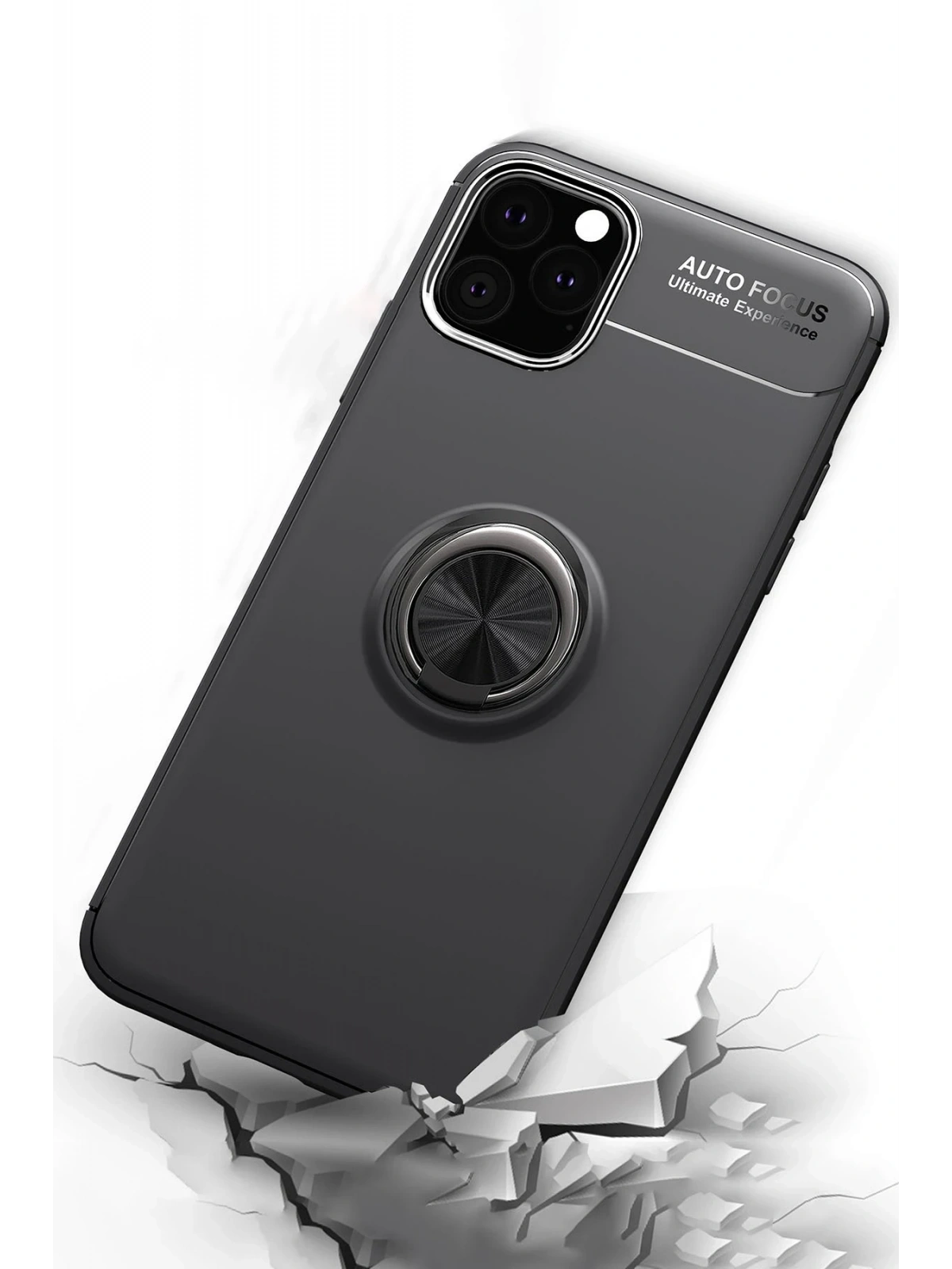 Newface Apple iPhone 11 Pro Max Kılıf Range Yüzüklü Silikon - Siyah