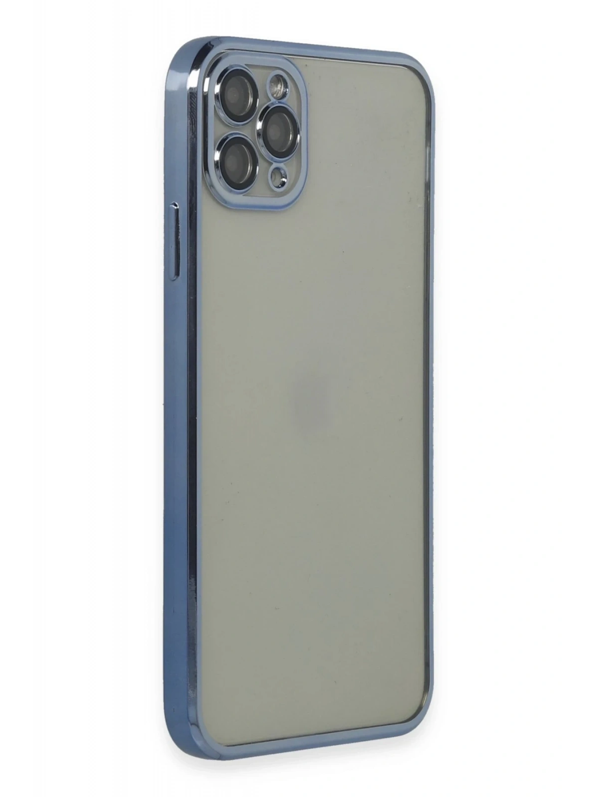 Newface Apple iPhone 11 Pro Max Kılıf Razer Lensli Silikon - Açık Mavi