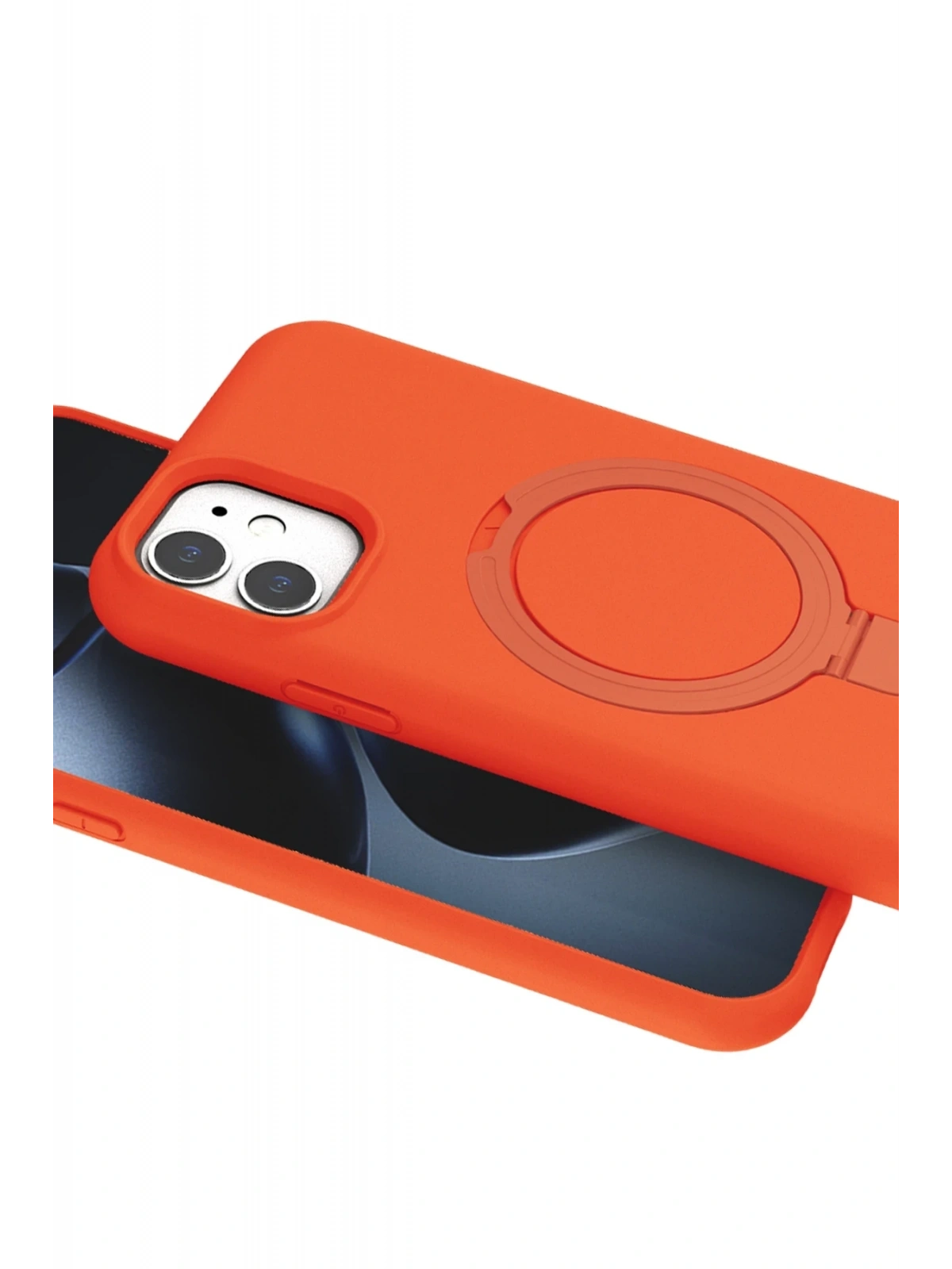 Newface Apple iPhone 11 Regal Magsafe Standlı Kapak - Turuncu