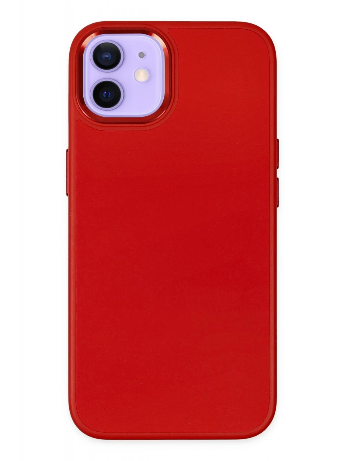 Newface Apple iPhone 12 Kılıf Asya Deri Silikon - Kırmızı