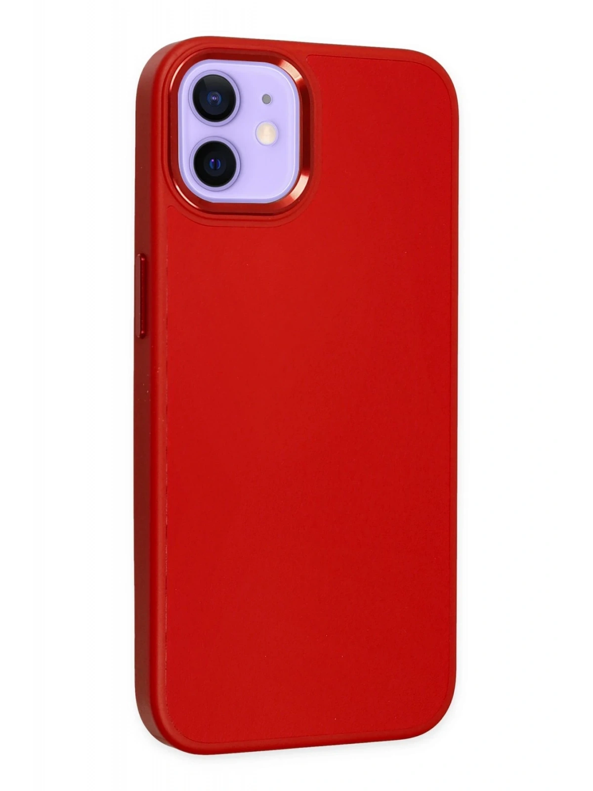Newface Apple iPhone 12 Kılıf Asya Deri Silikon - Kırmızı