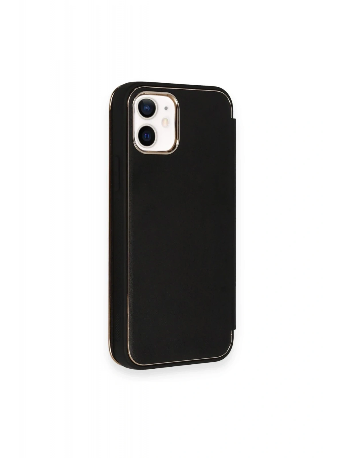 Newface Apple iPhone 12 Kılıf Dolpin Kapaklı - Siyah