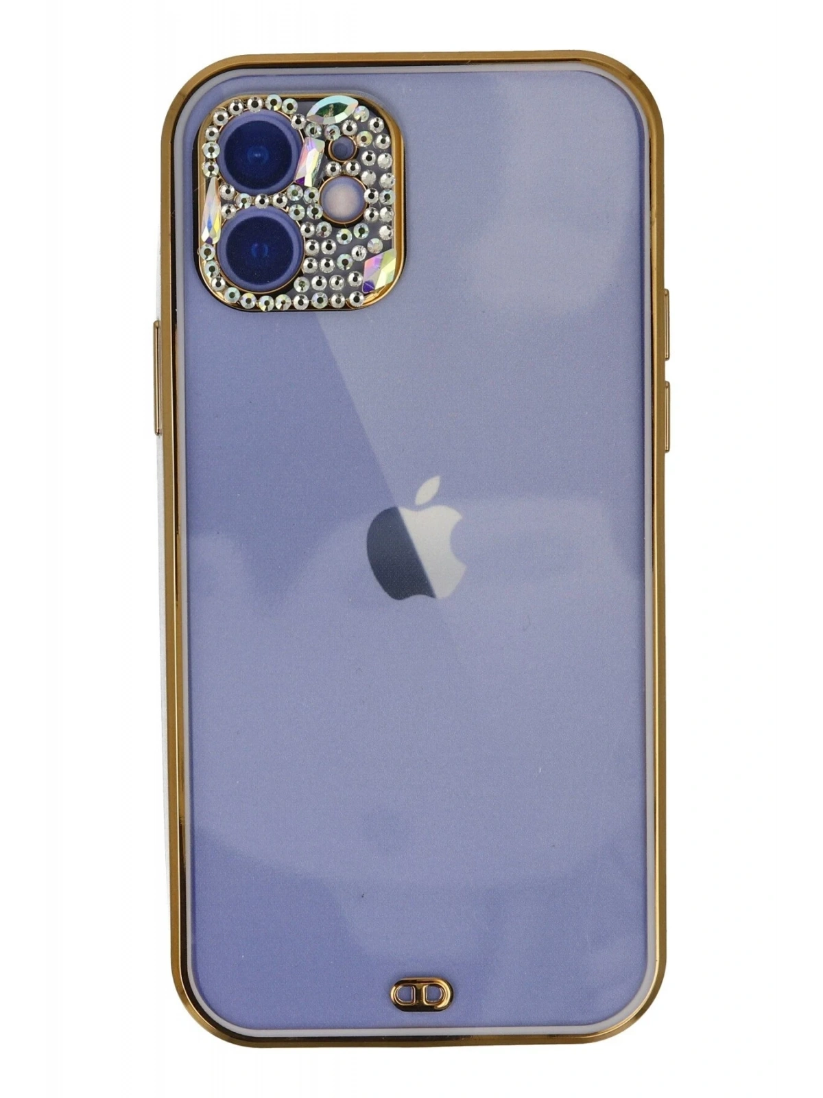 Newface Apple iPhone 12 Kılıf Liva Taşlı Silikon - Mor