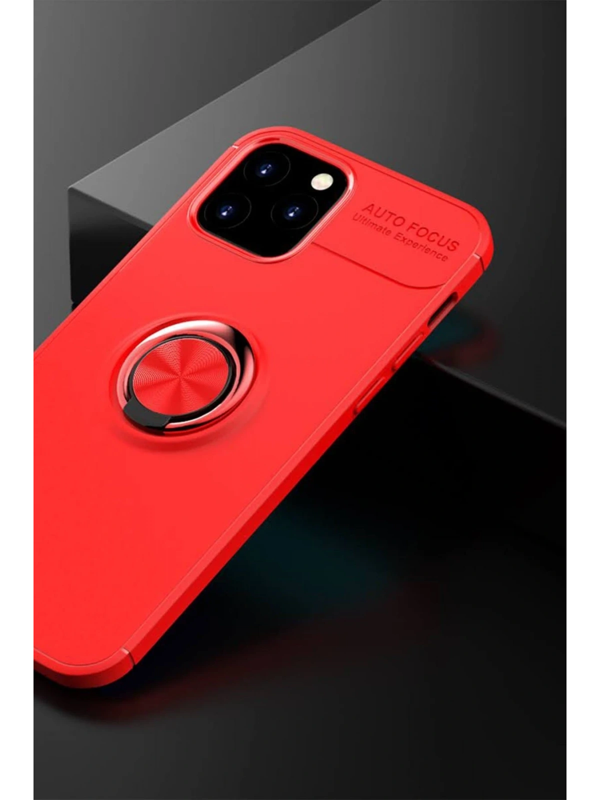 Newface Apple iPhone 12 Kılıf Range Yüzüklü Silikon - Kırmızı