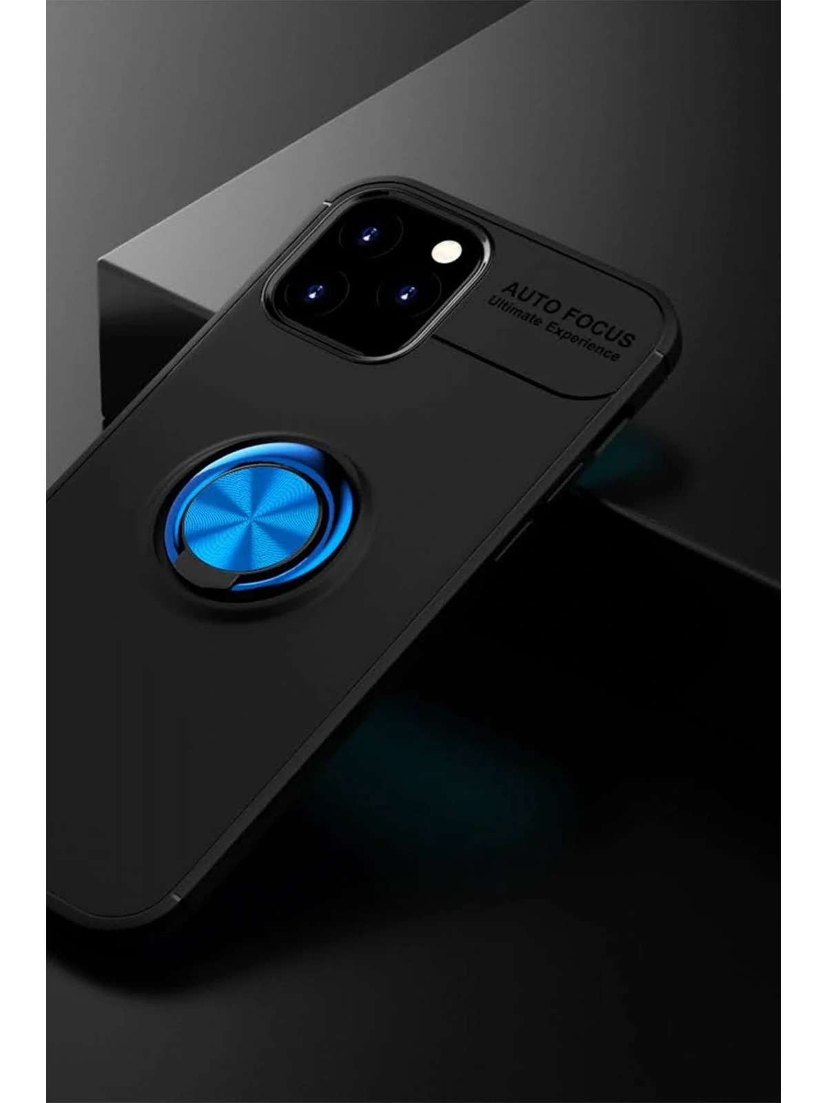 Newface Apple iPhone 12 Kılıf Range Yüzüklü Silikon - Siyah-Mavi