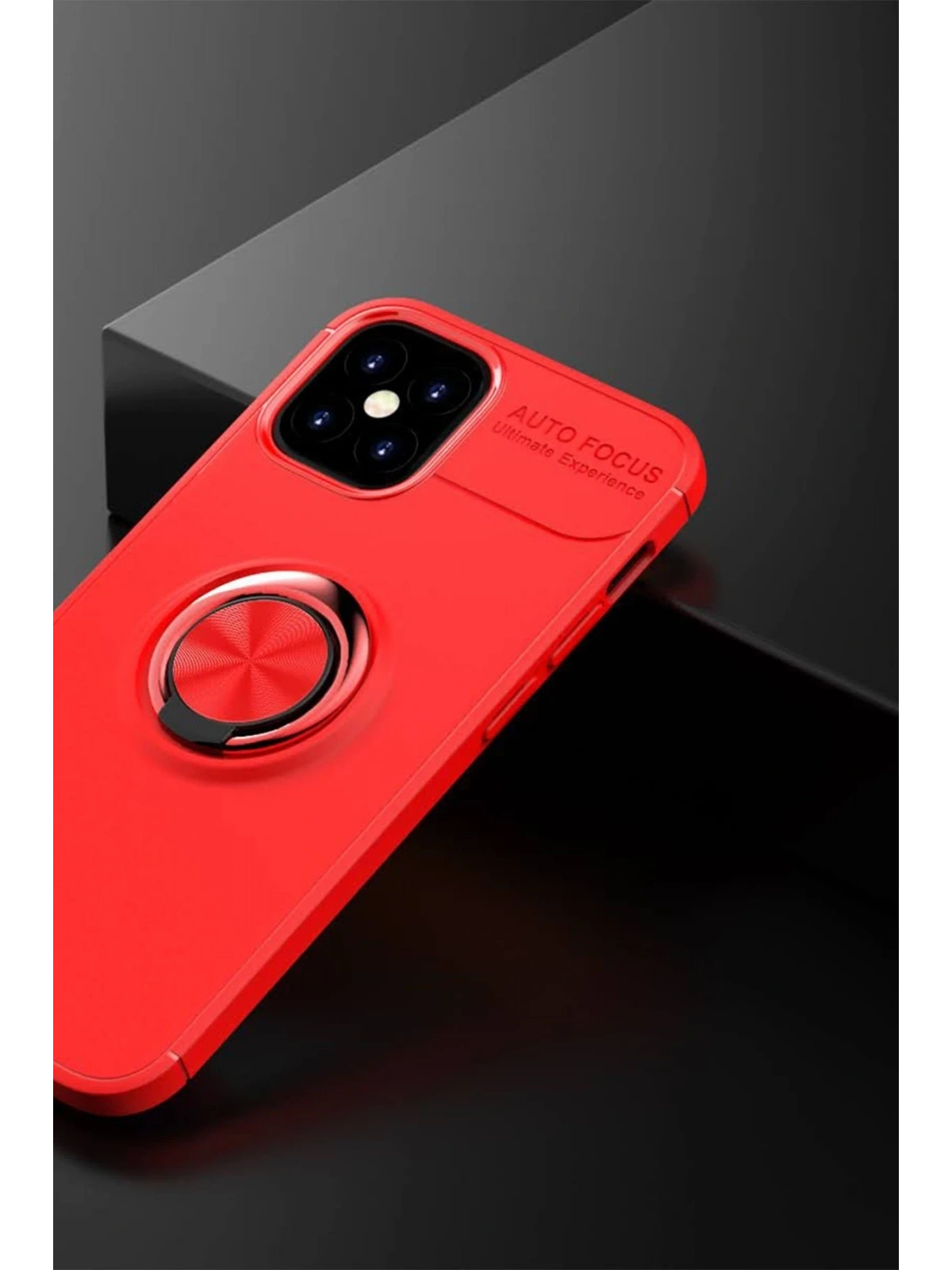 Newface Apple iPhone 12 Mini Kılıf Range Yüzüklü Silikon - Kırmızı