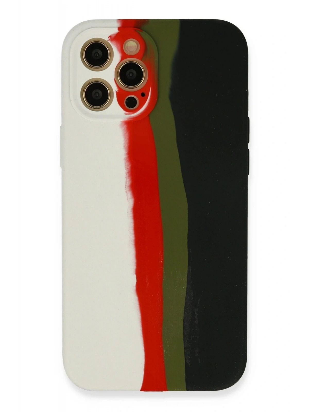 Newface Apple iPhone 12 Pro Kılıf Ebruli Lansman Silikon - Beyaz-Siyah