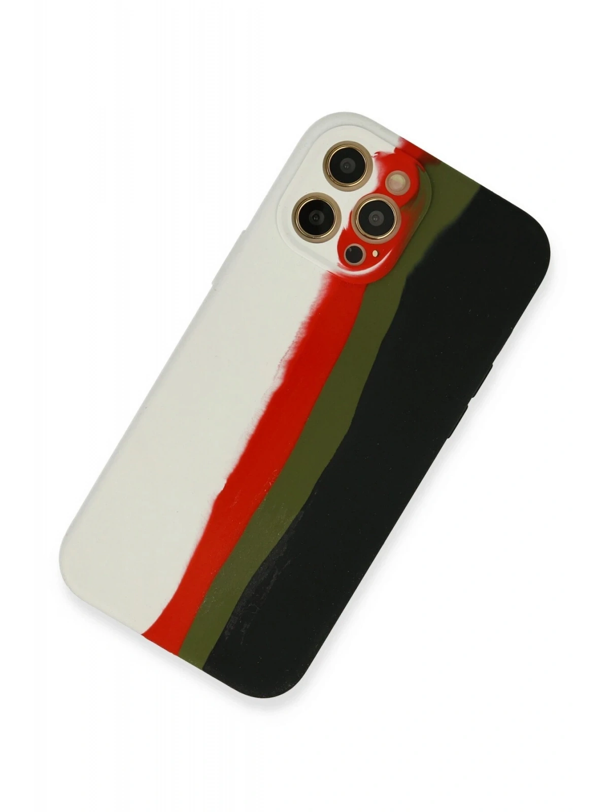 Newface Apple iPhone 12 Pro Kılıf Ebruli Lansman Silikon - Beyaz-Siyah