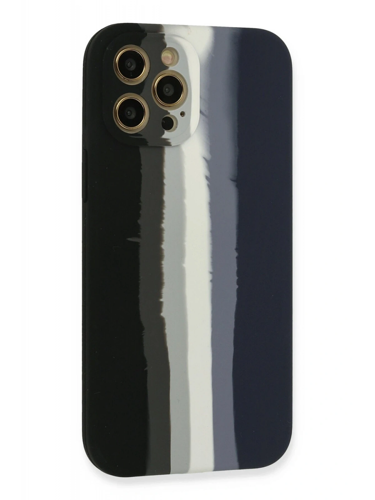 Newface Apple iPhone 12 Pro Kılıf Ebruli Lansman Silikon - Siyah-Lacivert