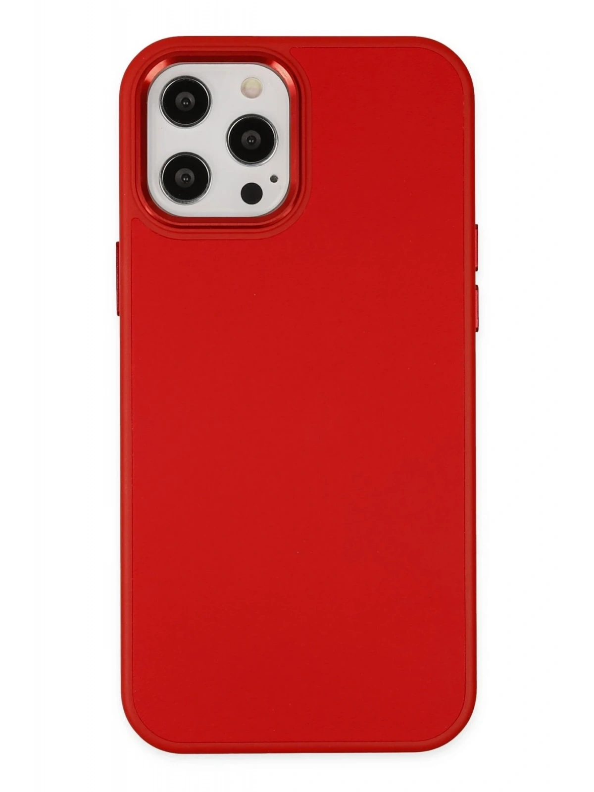 Newface Apple iPhone 12 Pro Max Kılıf Asya Deri Silikon - Kırmızı