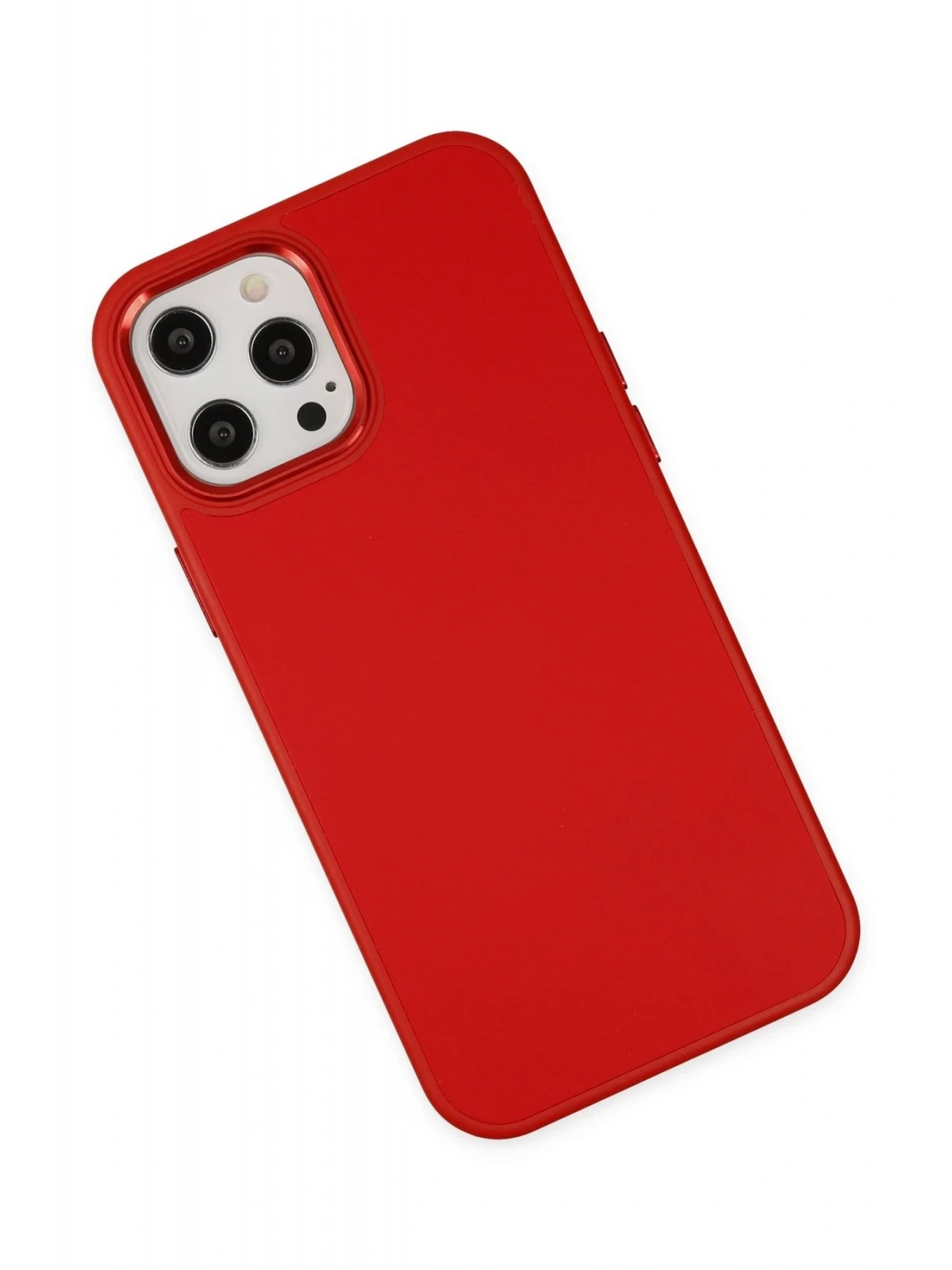 Newface Apple iPhone 12 Pro Max Kılıf Asya Deri Silikon - Kırmızı