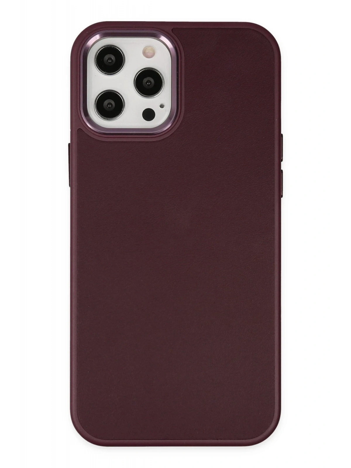 Newface Apple iPhone 12 Pro Max Kılıf Asya Deri Silikon - Mürdüm
