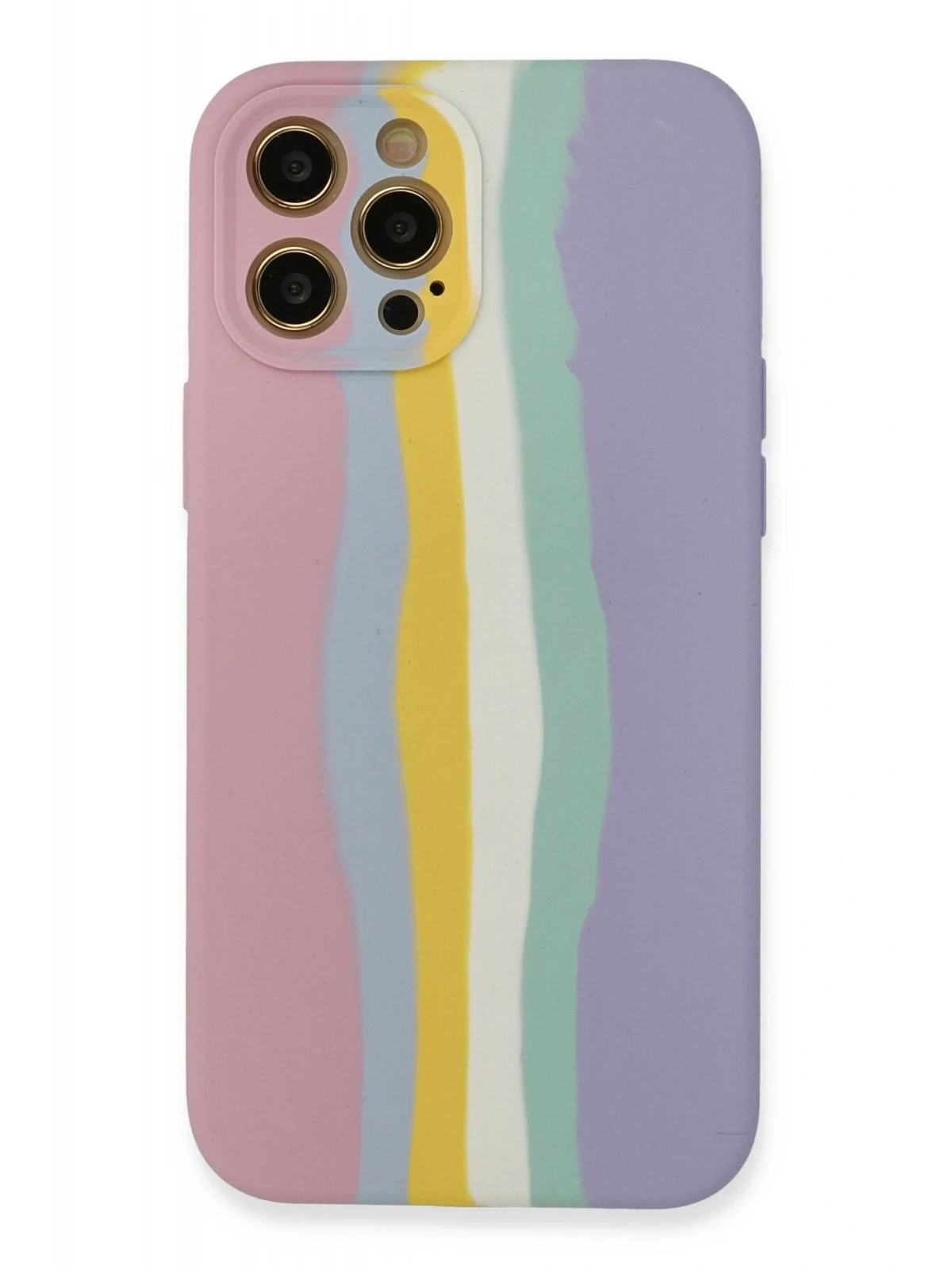 Newface Apple iPhone 12 Pro Max Kılıf Ebruli Lansman Silikon - Pembe-Lila