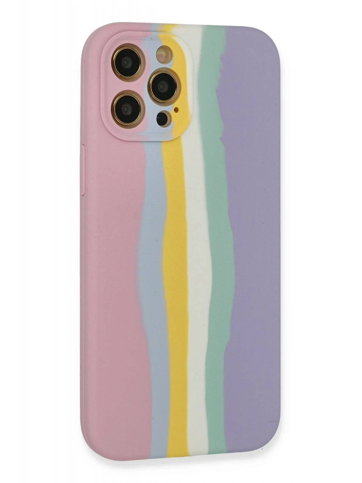 Newface Apple iPhone 12 Pro Max Kılıf Ebruli Lansman Silikon - Pembe-Lila