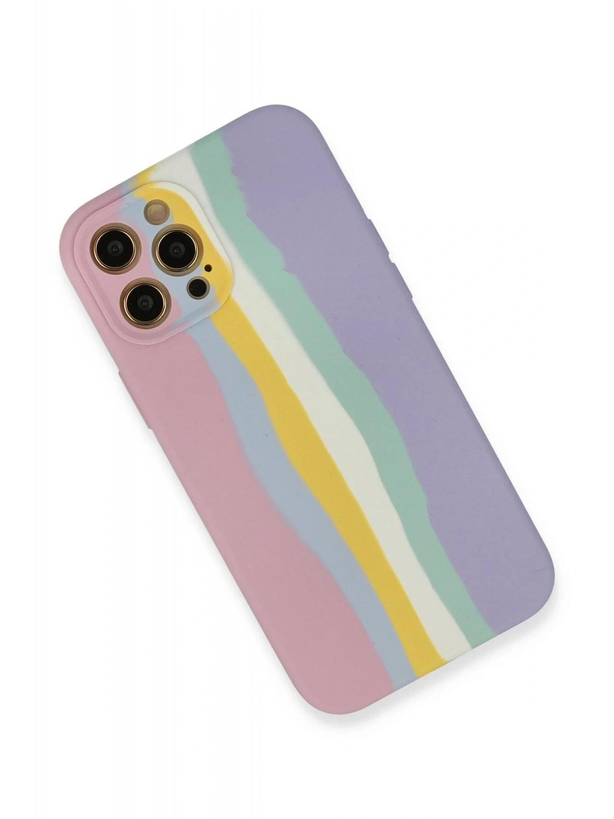 Newface Apple iPhone 12 Pro Max Kılıf Ebruli Lansman Silikon - Pembe-Lila