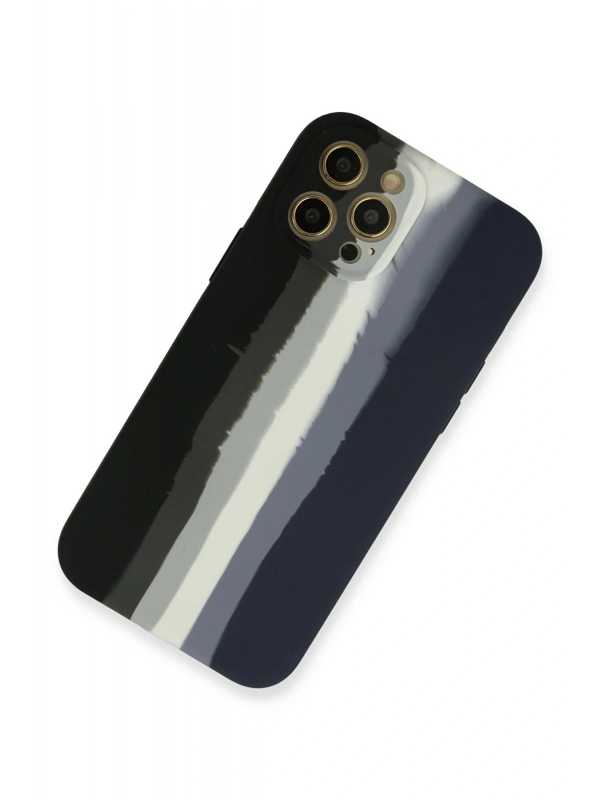 Newface Apple iPhone 12 Pro Max Kılıf Ebruli Lansman Silikon - Siyah-Lacivert