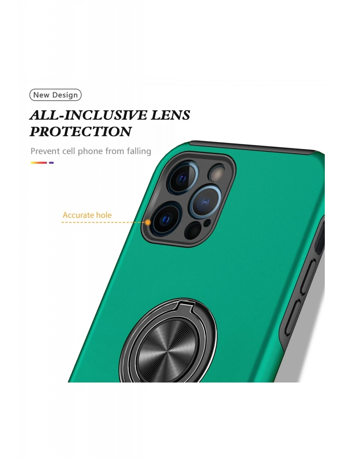 Newface Apple iPhone 12 Pro Max Kılıf Elit Yüzüklü Kapak - Yeşil