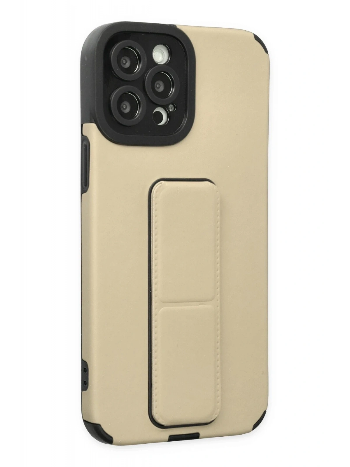 Newface Apple iPhone 12 Pro Max Kılıf Mega Standlı Silikon - Gold