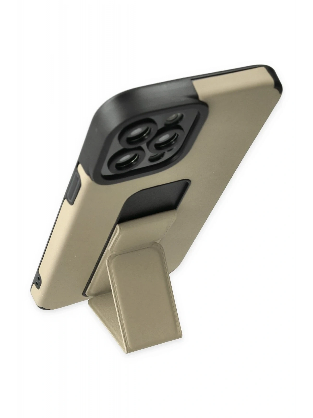 Newface Apple iPhone 12 Pro Max Kılıf Mega Standlı Silikon - Gold