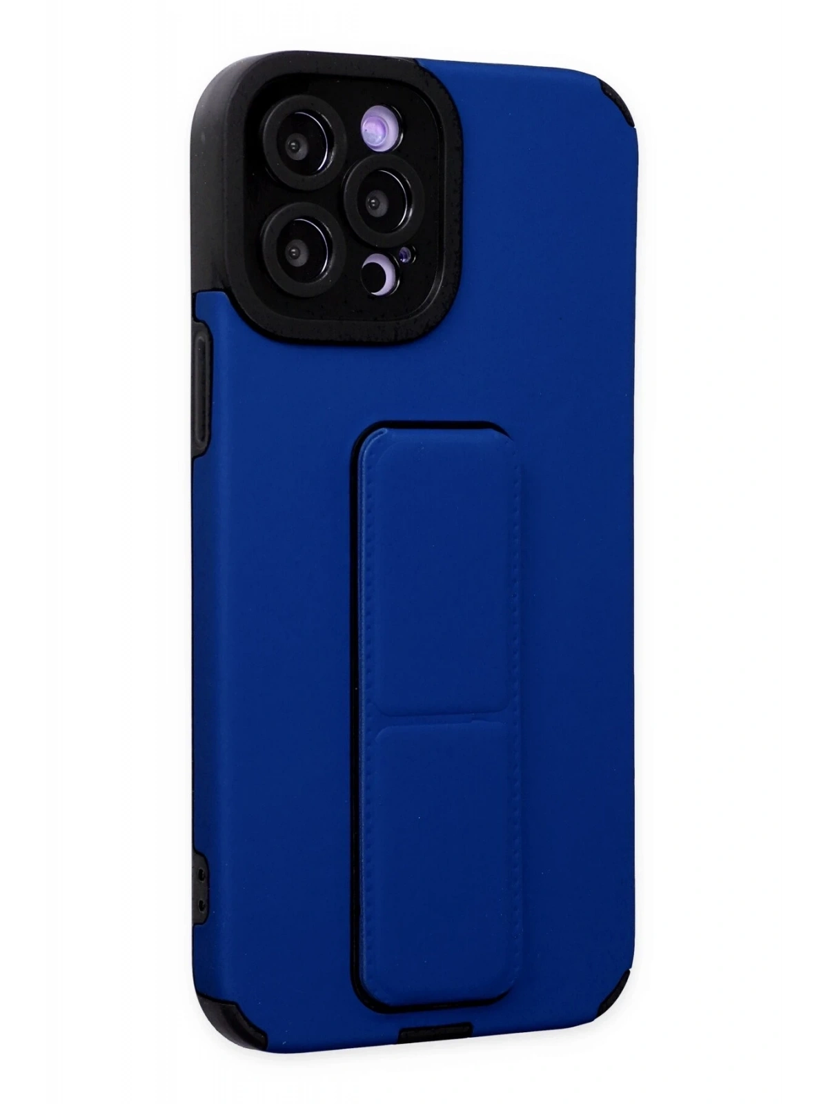 Newface Apple iPhone 12 Pro Max Kılıf Mega Standlı Silikon - Mavi