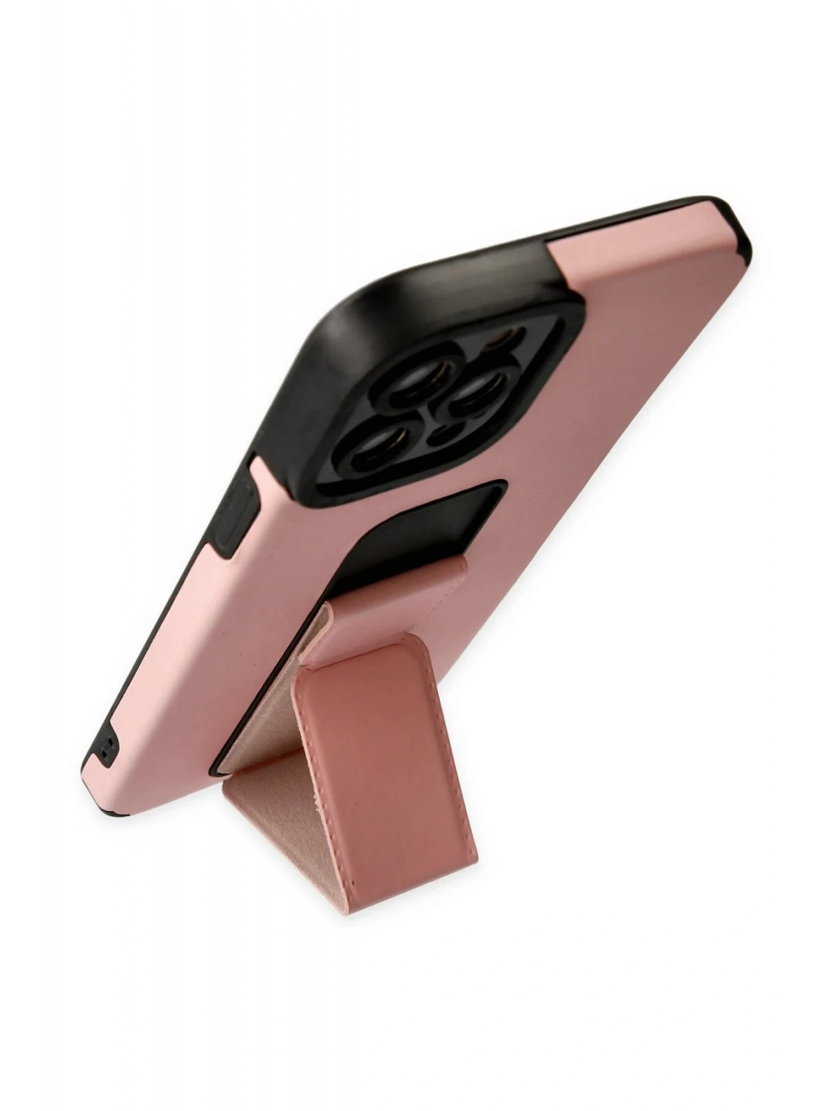 Newface Apple iPhone 12 Pro Max Kılıf Mega Standlı Silikon - Pudra