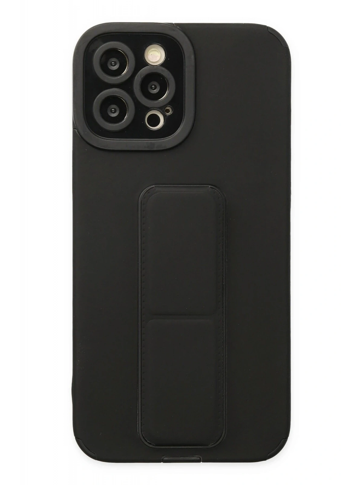 Newface Apple iPhone 12 Pro Max Kılıf Mega Standlı Silikon - Siyah