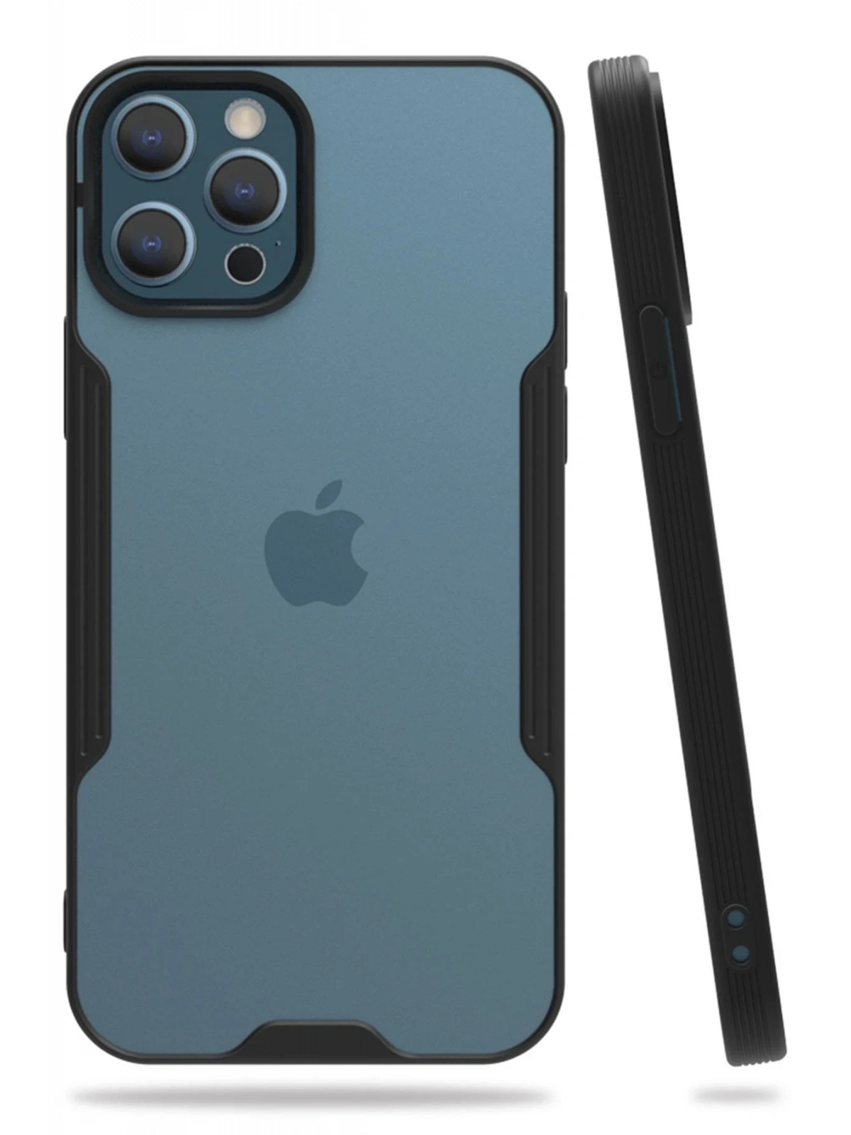 Newface Apple iPhone 12 Pro Max Kılıf Platin Silikon - Siyah