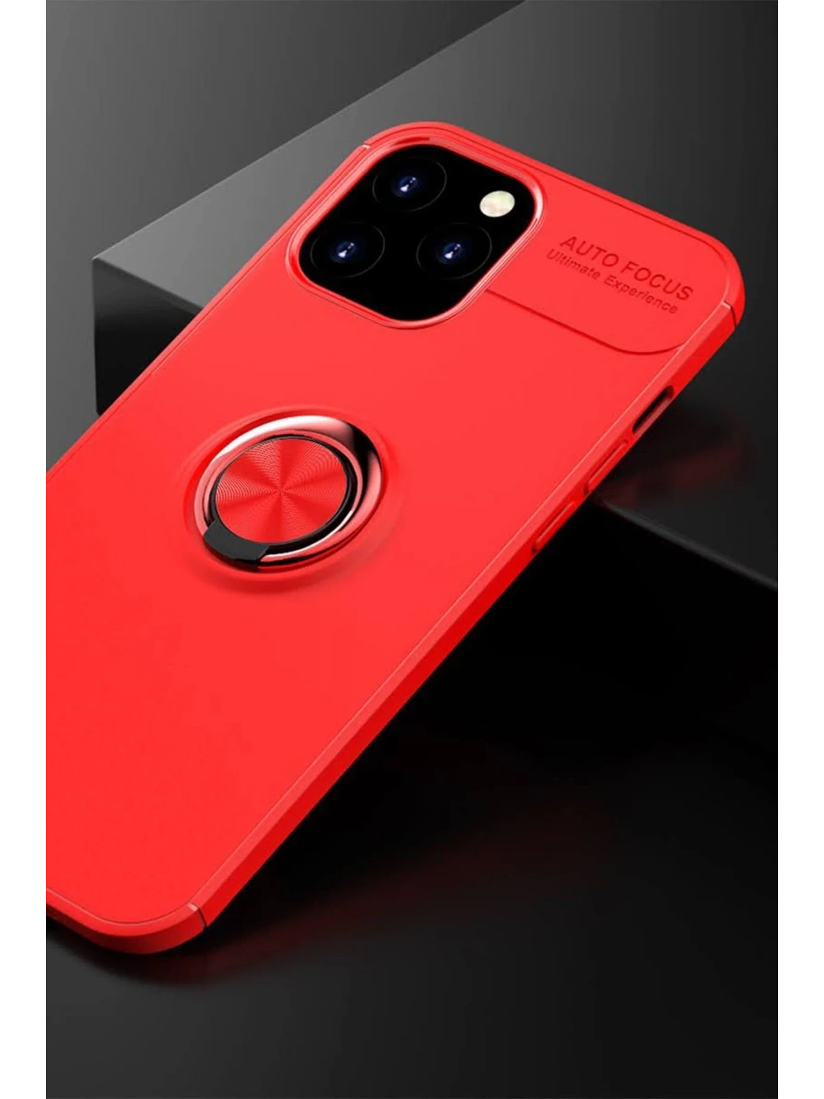 Newface Apple iPhone 12 Pro Max Kılıf Range Yüzüklü Silikon - Kırmızı