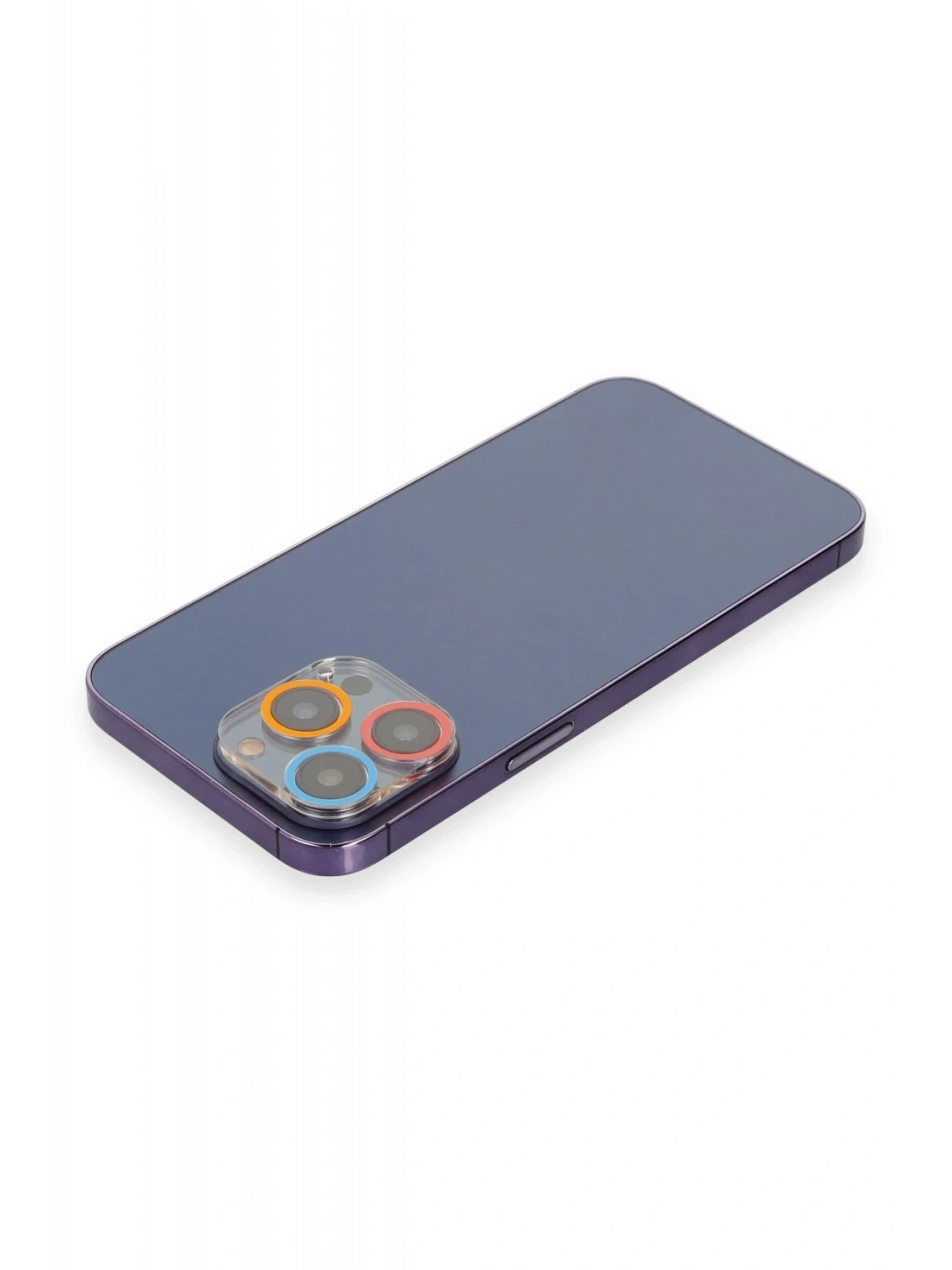 Newface Apple iPhone 12 Pro Max Renkli Kamera Lens Koruma Cam - Pembe-Mavi