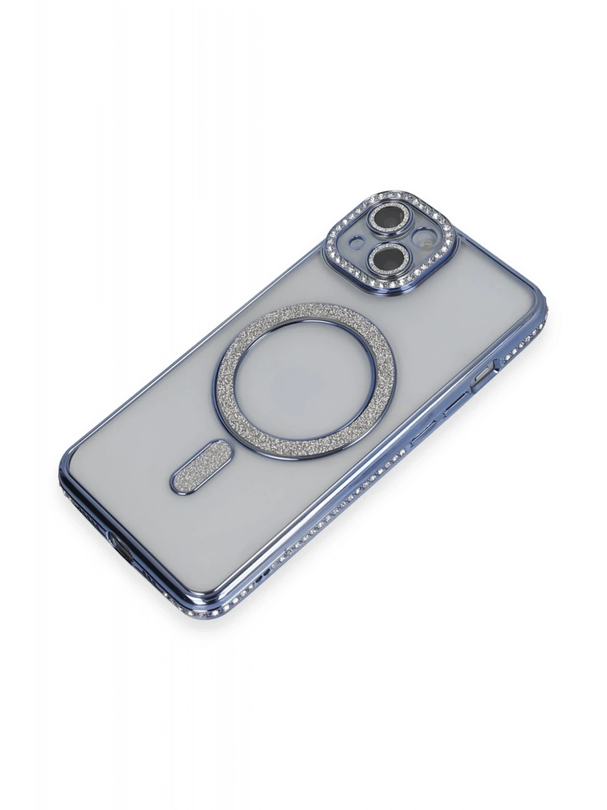 Newface Apple iPhone 13 Kılıf Joke Simli Magneticsafe Kılıf - Mavi
